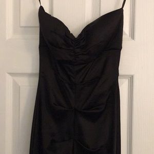 Floor length black strapless dress